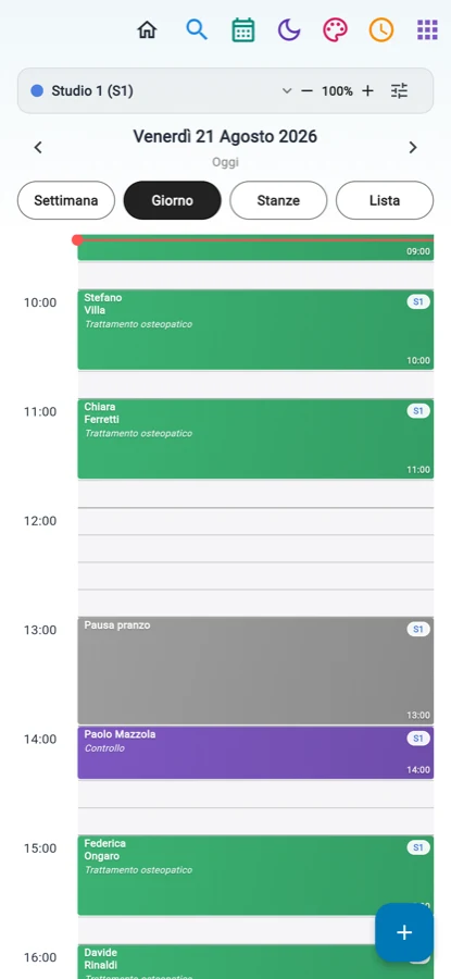 L’agenda della giornata con appuntamenti a colori e pausa pranzo