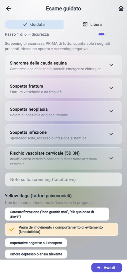 L’esame guidato con lo screening di sicurezza