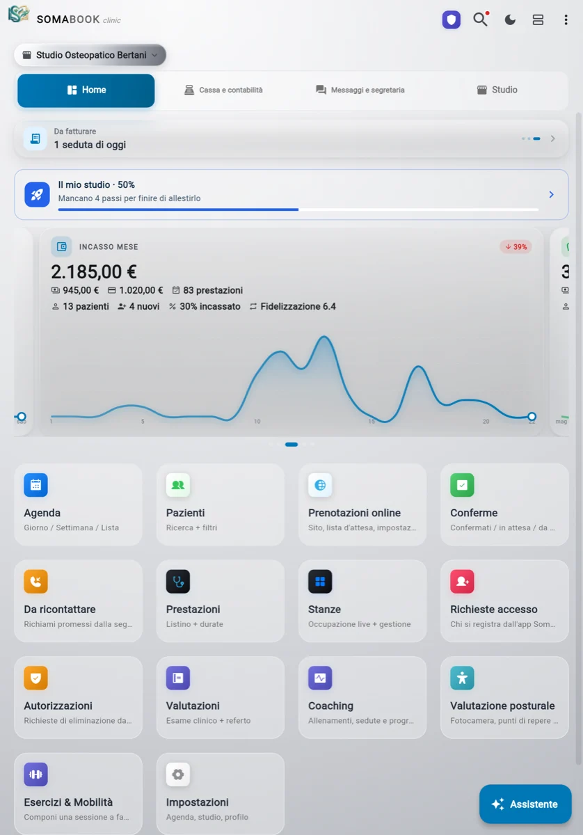 La home di Somabook su iPad